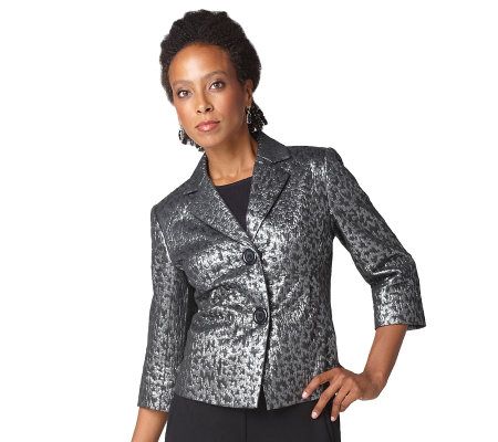 Joan Rivers Tailored 3/4 Sleeve Brocade Jacket - A217246