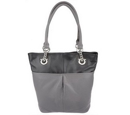 As Is Tignanello Glove Leather Two Tone Bucket Tote - A219746