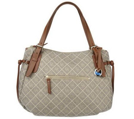 A220346 - Dooney & Bourke Signature Logo Hobo with Front Zipper Pocket