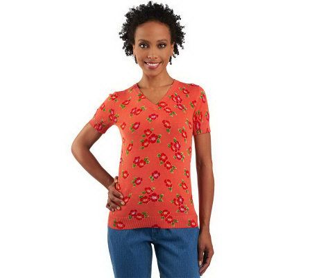 Isaac Mizrahi Live! V-neck Short Sleeve Sweater - A220446