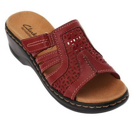 Clarks Bendables Lexi Bark Leather Sandals w/ Adj. Straps - A222646