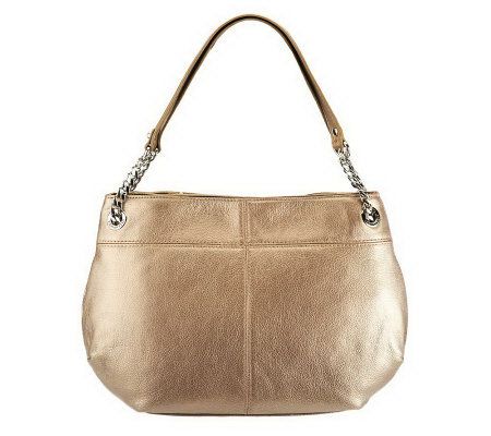 Tignanello Pebble Leather Satchel with Chain Details - A224146