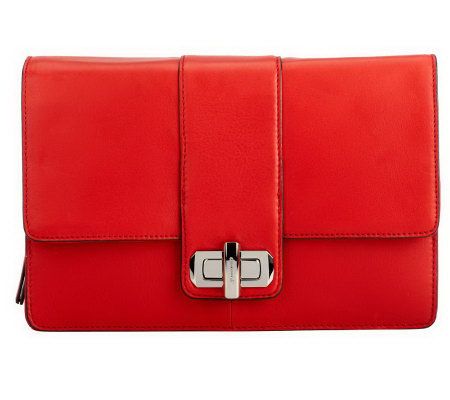 B.Makowsky Leather Shoulder Bag with Removable Strap - A224646