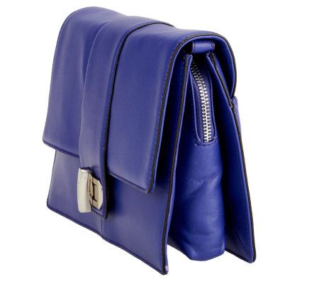 B.Makowsky Leather Shoulder Bag with Removable Strap