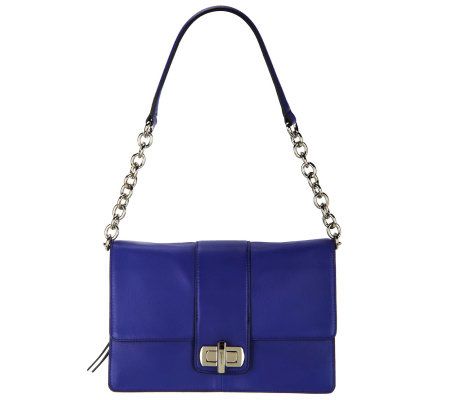 B.Makowsky Leather Shoulder Bag with Removable Strap