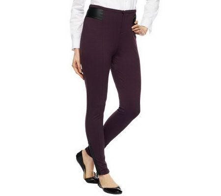 Jennifer Hudson Collection Legging with Faux Leather Trim - A228646