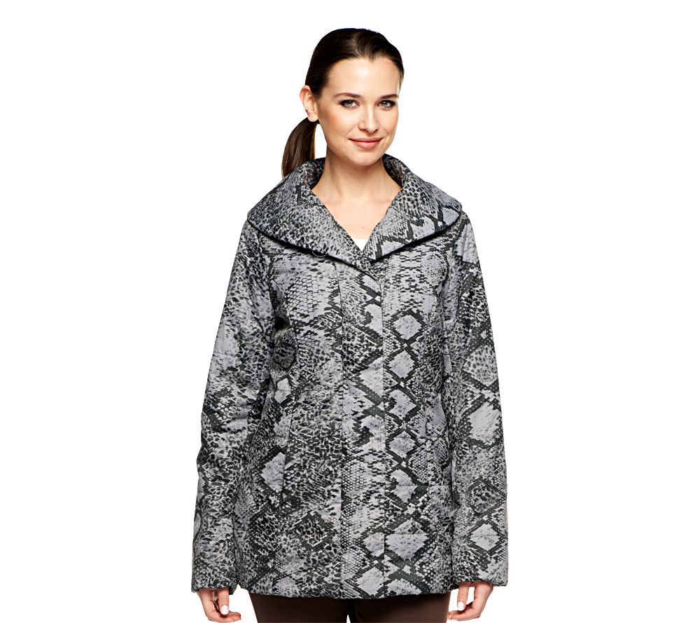 Dennis Basso Animal Print Quilted Coat with Faux Fur Lining - A229346