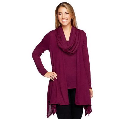 Attitudes by Renee Drape Front Cardigan with Tank & Scarf - A229646