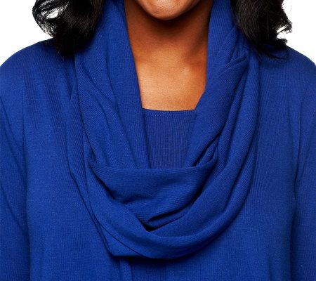 Attitudes by Renee Drape Front Cardigan with Tank & Scarf