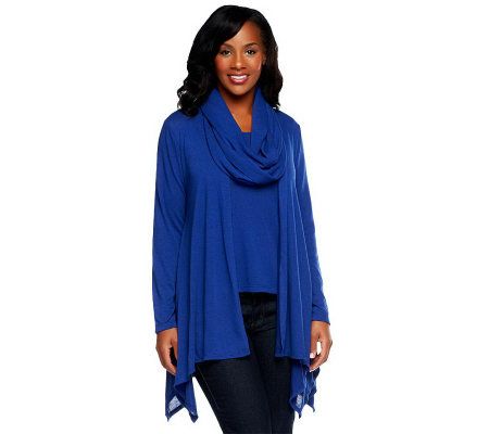 Attitudes by Renee Drape Front Cardigan with Tank & Scarf - A229646