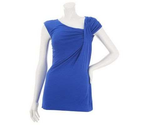 M by Marc Bouwer Cap Sleeve Knit Top with Draping Detail - A231246