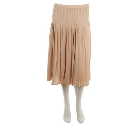 Linea by Louis DellOlio Elastic Waist Long  Skirt w/ Pleat Detail - A232346