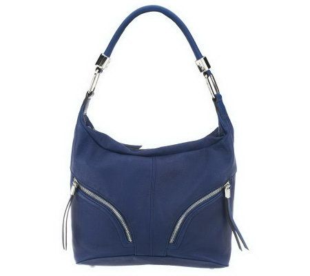 As Is B. Makowsky Zip Top Leather Hobo Bag - A235446