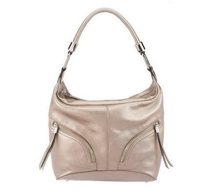 As Is B. Makowsky Zip Top Leather Hobo Bag - A235446