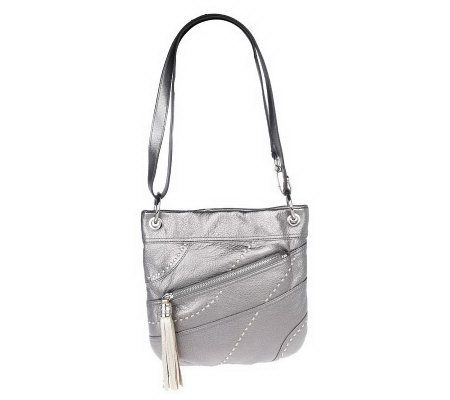 B. Makowsky Leather Crossbody with Tassel Zipper Pocket - A213047