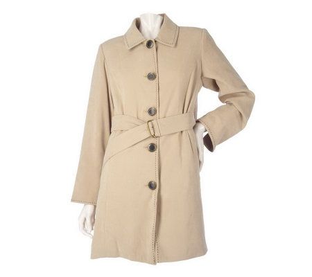 Bob Mackies Moleskin Trenchcoat with Belt - A216847