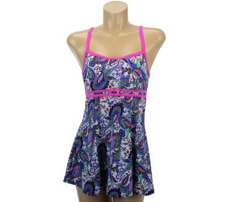 Fit 4 U Ds & Es Paisley Double Bow Swim Dress - A220847