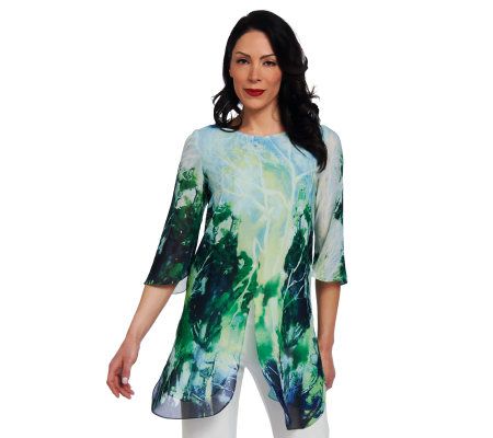 Mark of Style by Mark Zunino Printed Fly Away Tunic - A222347