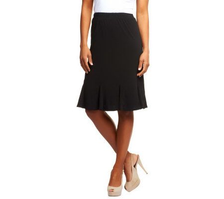 Susan Graver Solid Liquid Knit Skirt with Godets & Elastic Waist - A224547