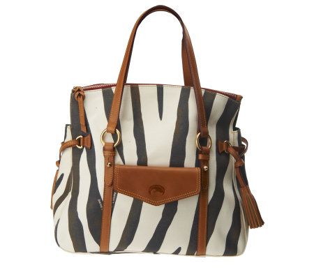 Dooney & Bourke Zebra Fabric Smith Bag w/Front Pocket - A224947