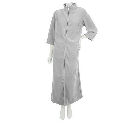 Quacker Factory Dreamables Zip Up Fleece Robe w/ Stone Spray - A226847