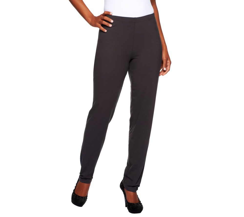 Women with Control Flat Front No Side Seam Petite Pants - A227647
