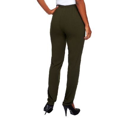Women with Control Flat Front No Side Seam Petite Pants