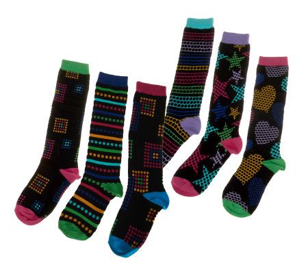 little missmatched 6-pack Zany Dotted Knee High Socks - A228047