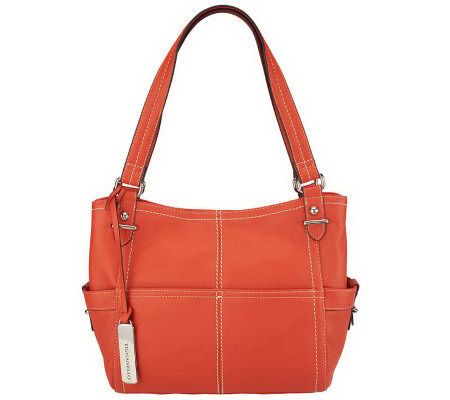 Tignanello Pebble Leather North/South Shopper with Side Pockets