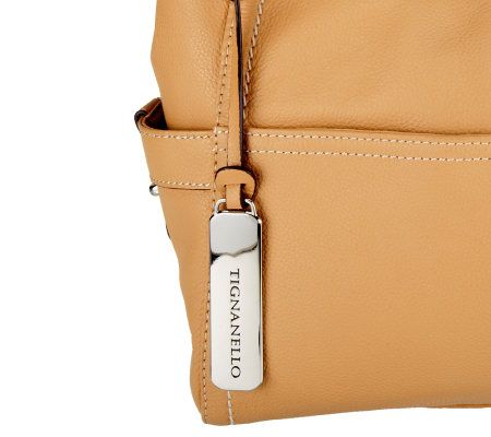 Tignanello Pebble Leather North/South Shopper with Side Pockets