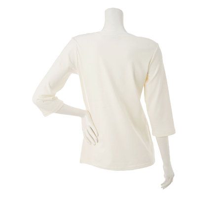 Quacker Factory Organza Rosebud 3/4 Sleeve T-shirt