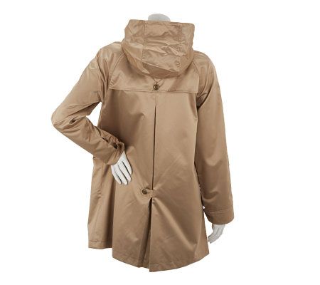 Dennis Basso Water Resistant Bonded Satin Jacket with Front Flaps