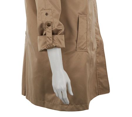 Dennis Basso Water Resistant Bonded Satin Jacket with Front Flaps