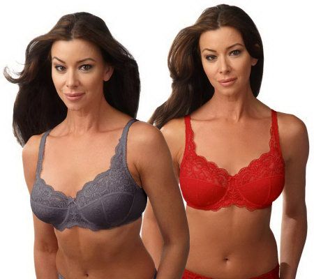 Barely Breezies Set of 2 Microfiber and Lace Support Bras - A72247