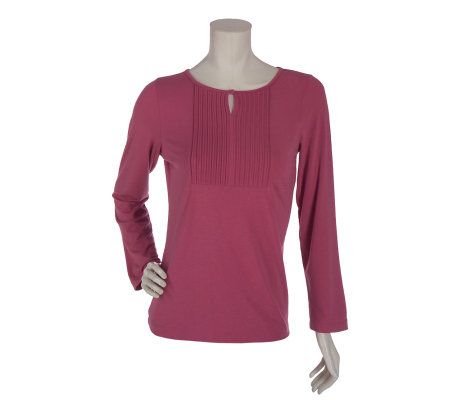 Me by Emme Long Sleeve Knit Top w/ Tuxedo Bib Detail - A73147