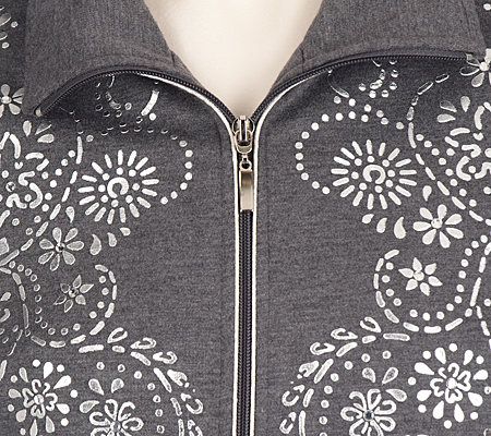 Susan Graver Ponte Knit Embellished Jacket & Pants Set - Regular