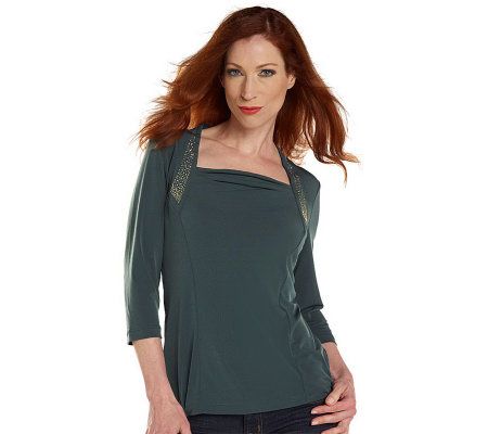 George Simonton Milky Knit Seam Top with Stud Detail - A202848