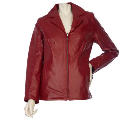 Denim & Co. Zip Front Leather Jacket with Animal Print Lining - A219948