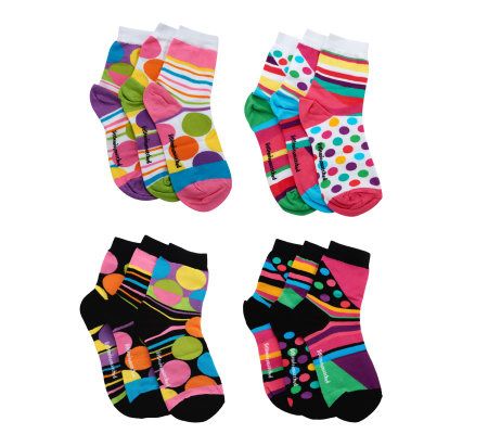 little missmatched CrazyCoordinate ZanyDots&Stripe Crew Socks - A222948