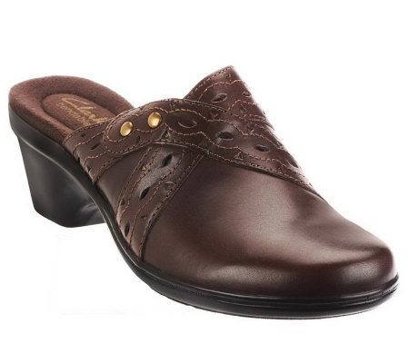Clarks Bendables Addey Trust Leather Cut-out Clogs - A228148