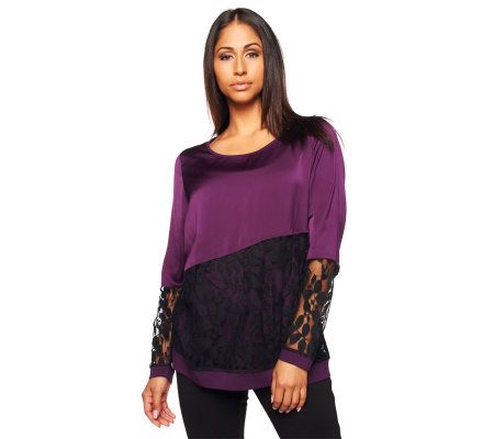 Jennifer Hudson Collection Mixed Media Top with Tank - A228648