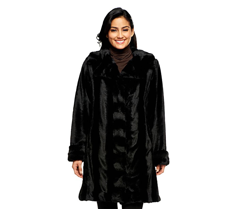 Dennis Basso Brushed Pelted Faux Fur Notch Collar Coat - A229748