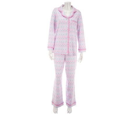 SleepIn by BedHead PJs Fair Isle Notch Collar Pajama Set - A230148