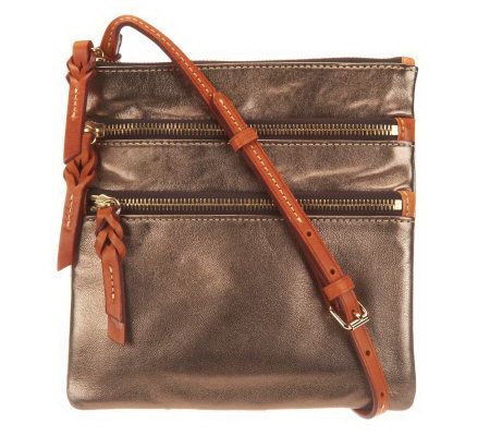 Dooney & Bourke Lambskin Leather N/S Triple Zip Bag - A231448