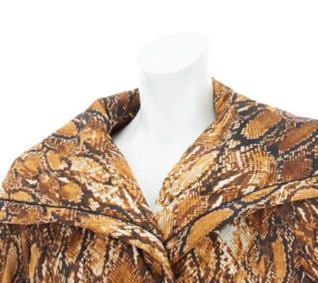 Dennis Basso Water Resistant Animal Print Shawl Collar Jacket w/Belt