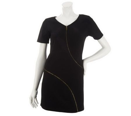 Mark of Style by Mark Zunino Short Sleeve Tunic with Zipper Accents - A232248