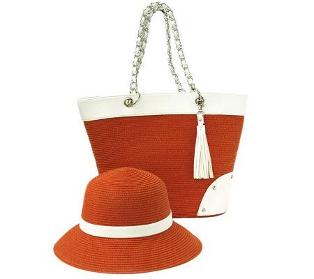Global Glamour Gatsby Straw Bag with Hat - A317748
