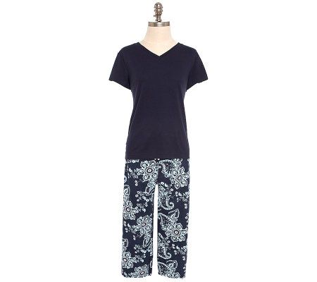 Jockey Separates Party Paisley Knit Capri Pant