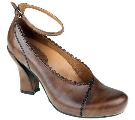 Earthies Catalina Leather Pumps with Ankle Strap - A325948