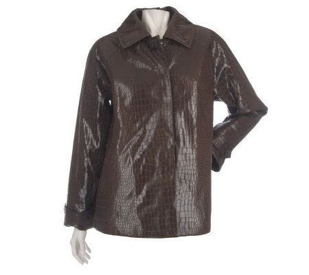 Dennis Basso Faux Croc Embossed Jacket with Quilted Lining - A86548